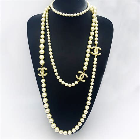 men's chanel pearl necklace|chanel pearl long strand necklaces.